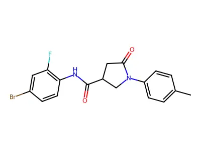 N-(4-bromo-2-fluorophenyl)-1-(4-methylphenyl)-5-oxopyrrolidine-3-carboxamide structure