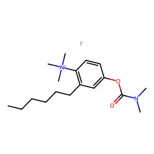 Ammonium, ((4-hydroxy-2-hexyl)phenyl)trimethyl-, iodide, dimethylcarbamate structure