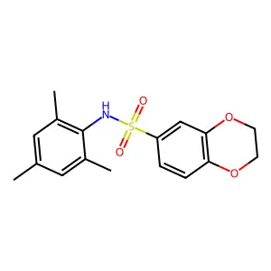 N-(2,4,6-trimethylphenyl)-2,3-dihydro-1,4-benzodioxine-6-sulfonamide structure