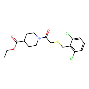 Ethyl 1-{[(2,6-dichlorobenzyl)sulfanyl]acetyl}piperidine-4-carboxylate structure