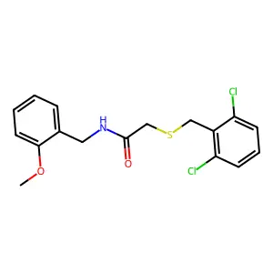 2-[(2,6-dichlorophenyl)methylsulfanyl]-N-[(2-methoxyphenyl)methyl]acetamide structure