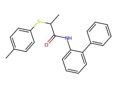 N-(biphenyl-2-yl)-2-[(4-methylphenyl)sulfanyl]propanamide structure