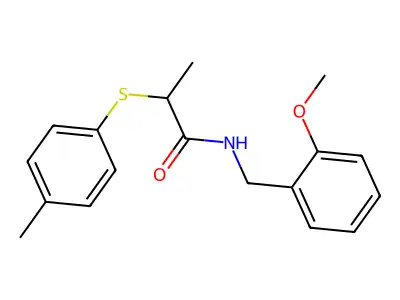 N-(2-methoxybenzyl)-2-[(4-methylphenyl)sulfanyl]propanamide structure