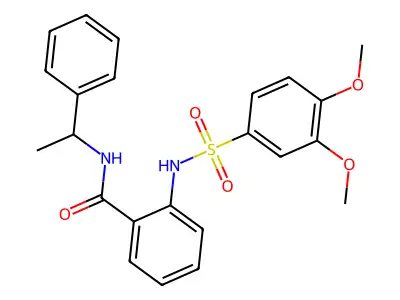 2-{[(3,4-dimethoxyphenyl)sulfonyl]amino}-N-(1-phenylethyl)benzamide structure