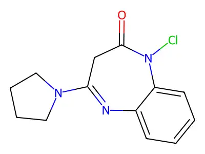 2H-1,5-Benzodiazepin-2-one, 1,3-dihydro-4-(1-pyrrolidinyl)chloro- structure