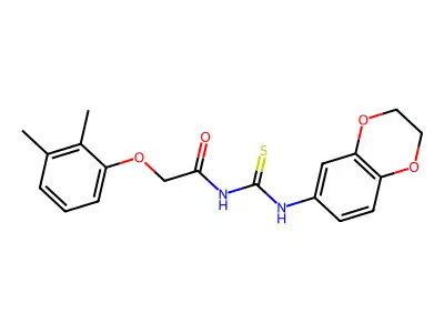 N-(2,3-dihydro-1,4-benzodioxin-6-ylcarbamothioyl)-2-(2,3-dimethylphenoxy)acetamide structure