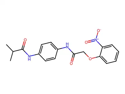 2-methyl-N-[4-[[2-(2-nitrophenoxy)acetyl]amino]phenyl]propanamide structure