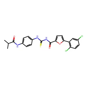 5-(2,5-dichlorophenyl)-N-[[4-(2-methylpropanoylamino)phenyl]carbamothioyl]furan-2-carboxamide structure