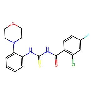 2-chloro-4-fluoro-N-[(2-morpholin-4-ylphenyl)carbamothioyl]benzamide structure