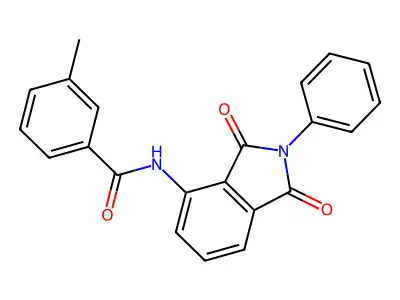 N-(1,3-dioxo-2-phenylisoindol-4-yl)-3-methylbenzamide structure