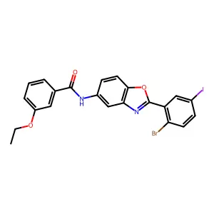 N-[2-(2-bromo-5-iodophenyl)-1,3-benzoxazol-5-yl]-3-ethoxybenzamide structure
