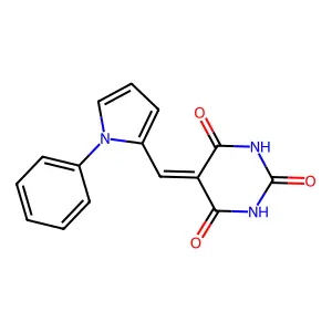 5-[(1-phenyl-1H-pyrrol-2-yl)methylidene]pyrimidine-2,4,6(1H,3H,5H)-trione structure