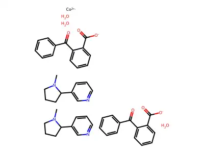 Nicotine, compd. with cobalt(II) o-benzoyl-benzoate, trihydrate (2:1) structure