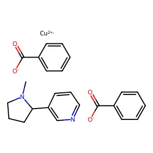 Copper(2+) benzoate--3-(1-methylpyrrolidin-2-yl)pyridine (1/2/1) structure