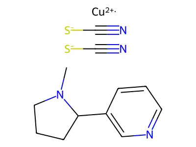 Copper(2+) thiocyanate--3-(1-methylpyrrolidin-2-yl)pyridine (1/2/1) structure