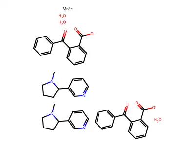 Nicotine, compd. with manganese(II) o-benzoyl benzoate, trihydrate (2:1) structure