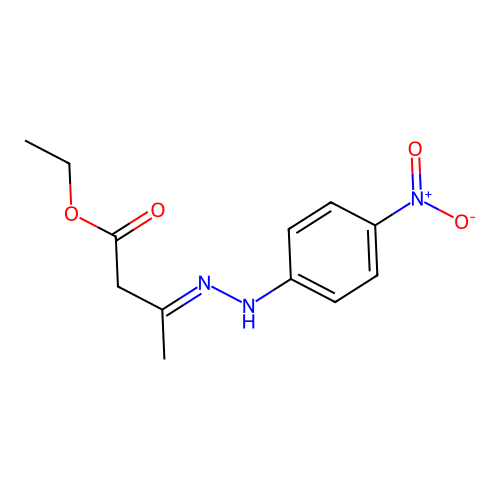3-((4-Nitro-phenyl)-hydrazono)-butyric acid ethyl ester structure
