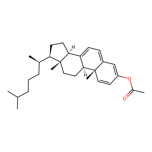 3-acetoxy-1,3,5,7-cholestatetraene structure