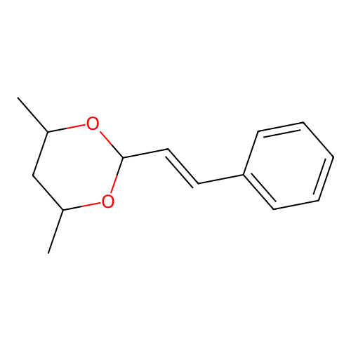 4,6-dimethyl-2-[(E)-2-phenylethenyl]-1,3-dioxane structure