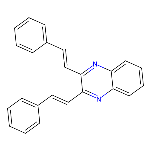 2,3-bis[(E)-2-phenylethenyl]quinoxaline structure