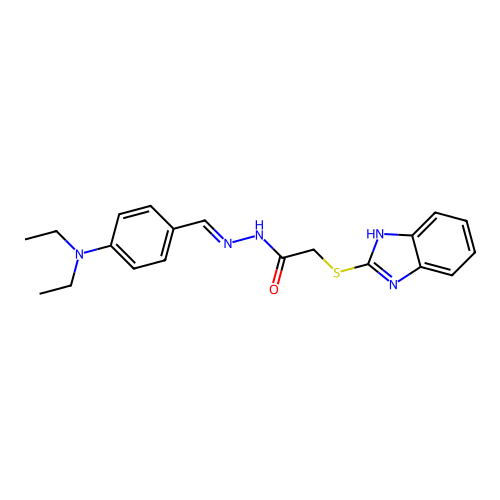 2-(1H-benzimidazol-2-ylsulfanyl)-N'-{(E)-[4-(diethylamino)phenyl]methylidene}acetohydrazide structure