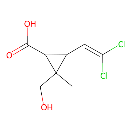Cyclopropanecarboxylic acid, 3-(2,2-dichloroethenyl)-2-(hydroxymethyl)-2-methyl- structure