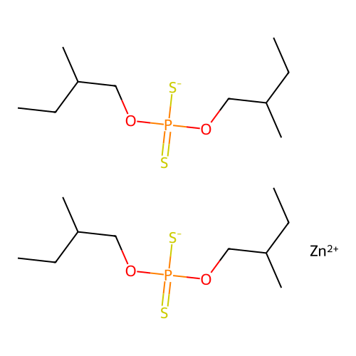 O,O'-Bis(2-methylbutyl) hydrogen dithiophosphate, zinc salt structure