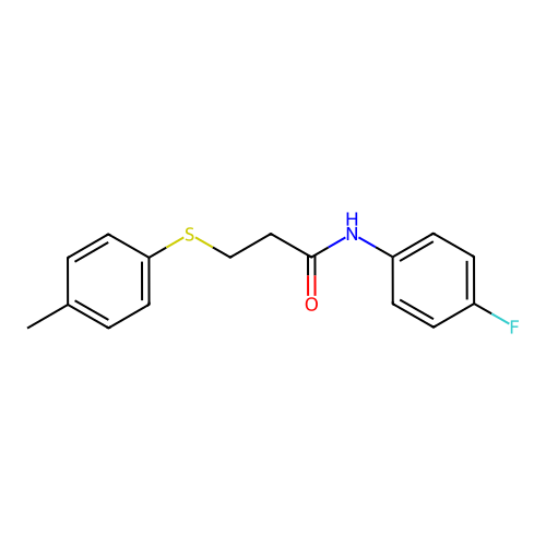 N-(4-fluorophenyl)-3-(p-tolylthio)propanamide structure