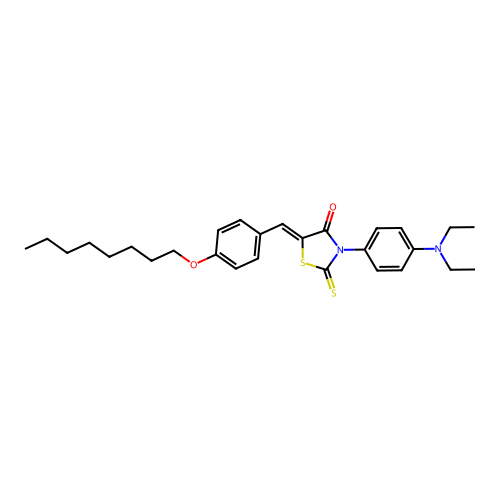(Z)-3-(4-(diethylamino)phenyl)-5-(4-(octyloxy)benzylidene)-2-thioxothiazolidin-4-one structure