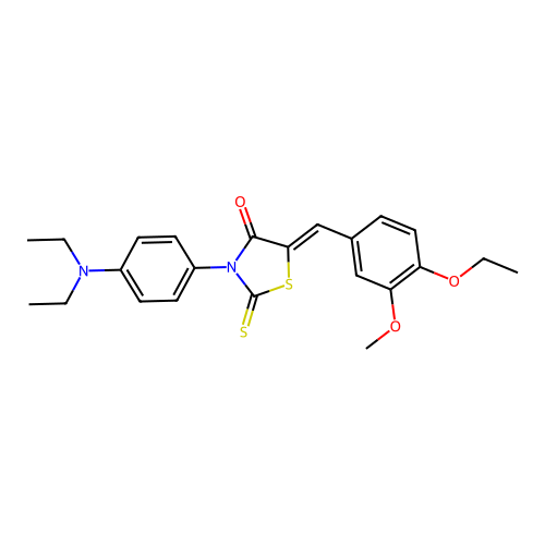(Z)-3-(4-(diethylamino)phenyl)-5-(4-ethoxy-3-methoxybenzylidene)-2-thioxothiazolidin-4-one structure