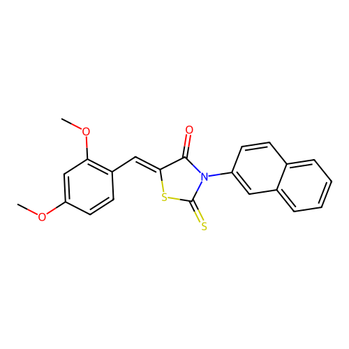(Z)-5-(2,4-dimethoxybenzylidene)-3-(naphthalen-2-yl)-2-thioxothiazolidin-4-one structure