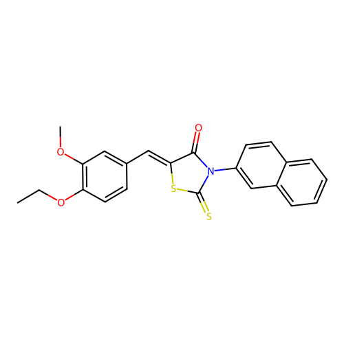 (Z)-5-(4-ethoxy-3-methoxybenzylidene)-3-(naphthalen-2-yl)-2-thioxothiazolidin-4-one structure