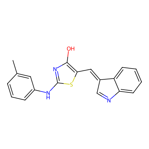 5-(Indol-3-ylidenemethyl)-2-(3-methylanilino)-1,3-thiazol-4-ol structure