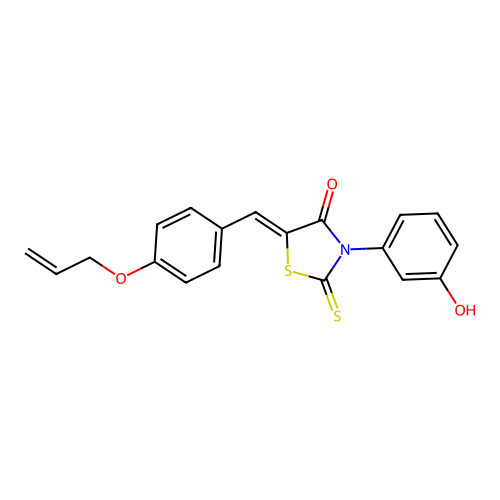 (Z)-5-(4-(allyloxy)benzylidene)-3-(3-hydroxyphenyl)-2-thioxothiazolidin-4-one structure