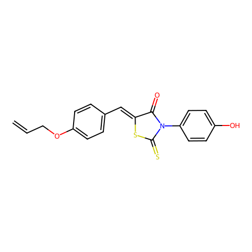 (Z)-5-(4-(allyloxy)benzylidene)-3-(4-hydroxyphenyl)-2-thioxothiazolidin-4-one structure