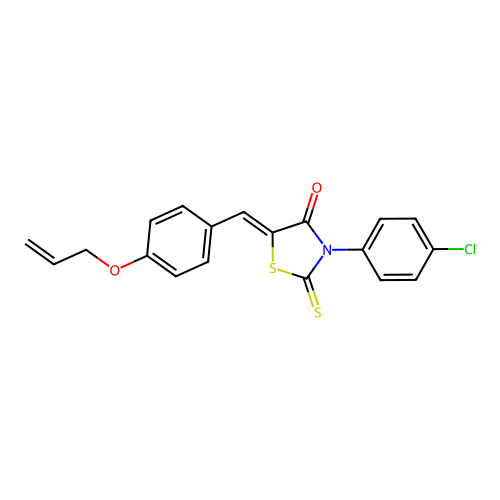 (Z)-5-(4-(allyloxy)benzylidene)-3-(4-chlorophenyl)-2-thioxothiazolidin-4-one structure