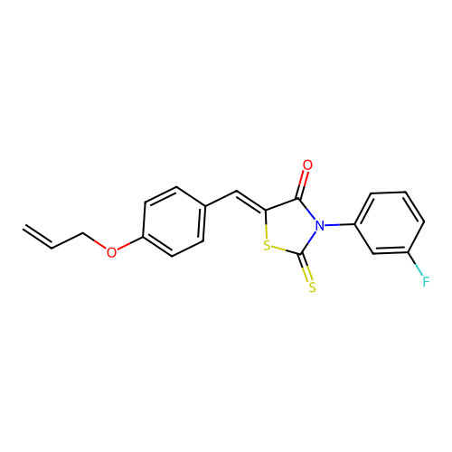 (Z)-5-(4-(allyloxy)benzylidene)-3-(3-fluorophenyl)-2-thioxothiazolidin-4-one structure