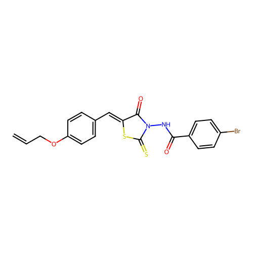 (Z)-N-(5-(4-(allyloxy)benzylidene)-4-oxo-2-thioxothiazolidin-3-yl)-4-bromobenzamide structure