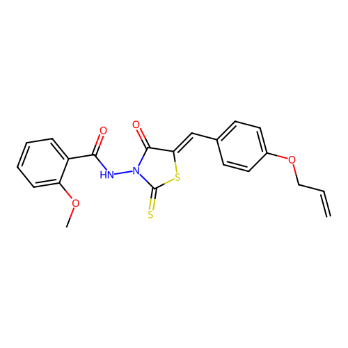 (Z)-N-(5-(4-(allyloxy)benzylidene)-4-oxo-2-thioxothiazolidin-3-yl)-2-methoxybenzamide structure