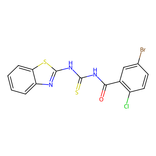 N-(1,3-benzothiazol-2-ylcarbamothioyl)-5-bromo-2-chlorobenzamide structure