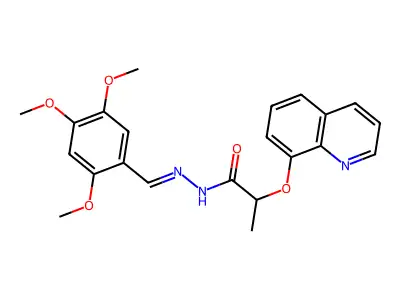 2-quinolin-8-yloxy-N-[(2,4,5-trimethoxyphenyl)methylideneamino]propanamide structure