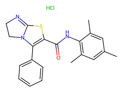 Imidazo(2,1-b)thiazole-2-carboxamide, 5,6-dihydro-N-mesityl-3-phenyl-, hydrochloride structure