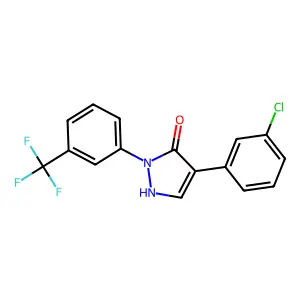 4-(3-chlorophenyl)-2-[3-(trifluoromethyl)phenyl]-1H-pyrazol-3-one structure