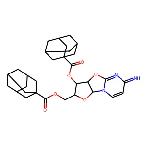 2-(((1-Adamantylcarbonyl)oxy)methyl)-6-imino-2,3,3a,9a-tetrahydro-6H-furo(2',3':4,5)(1,3)oxazolo(3,2-a)pyrimidin-3-yl 1-adamantanecarboxylate structure