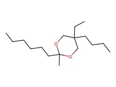 5-Butyl-5-ethyl-2-hexyl-2-methyl-1,3-dioxane structure
