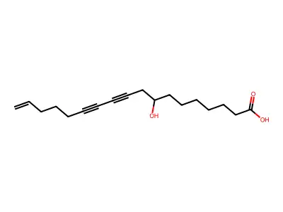 8-Hydroxy-17-octadecene-10,12-diynoic acid structure