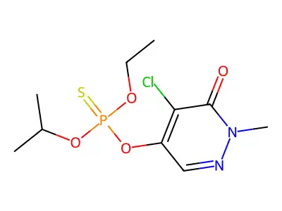 Phosphorothioic acid, O-(5-chloro-1,6-dihydro-1-methyl-6-oxo-4-pyridazinyl) O-ethyl O-(1-methylethyl) ester structure