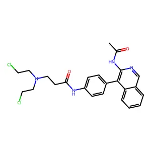 N-[4-(3-acetamidoisoquinolin-4-yl)phenyl]-3-[bis(2-chloroethyl)amino]propanamide structure
