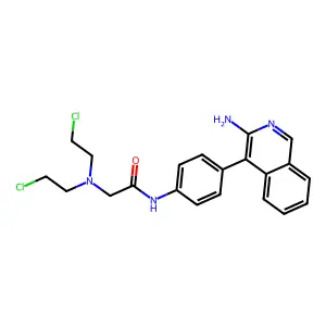 N-[4-(3-aminoisoquinolin-4-yl)phenyl]-2-[bis(2-chloroethyl)amino]acetamide structure