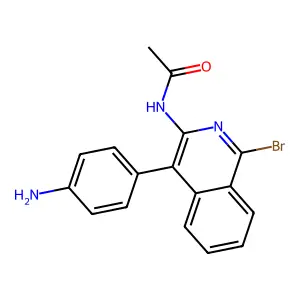 N-[4-(4-aminophenyl)-1-bromoisoquinolin-3-yl]acetamide structure